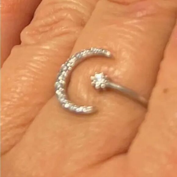 925 Sterling silver diamond sparkling cuff ring - Picture 5 of 8